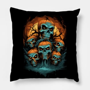 Halloween Pumpkin Skulls Pillow