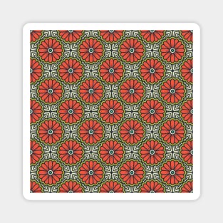 Moroccan Red Flower Pattern Magnet