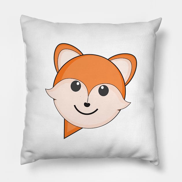 Cute Fox Cartoon Character In a Speech Bubble Pillow by Design A Studios