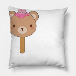 Cute Brown Bear Ice Cream T-Shirt Pillow