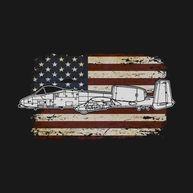 A-10 Thunderbolt Warthog US Aircraft Plane USAF Airplane American flag by BeesTeez