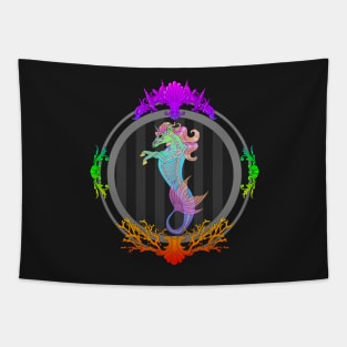 Framed Sea Unicorn (neon) Tapestry