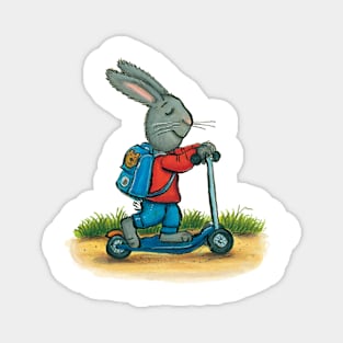 Rabbit on the scooter   Magnet