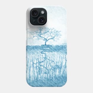 tree above rice field Phone Case