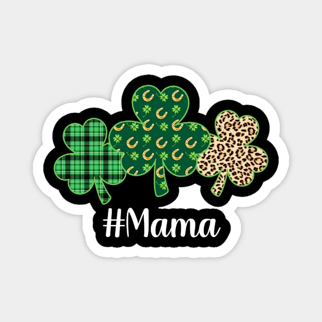 Funny Patrick Shamrock Mama Leopard Plaid Green Pattern Magnet by Maccita