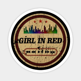 Graphic Girl In Red Retro Distressed Cassette Tape Vintage Magnet