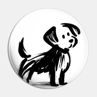 Simple stick figure drawing of a dog in black iink Pin