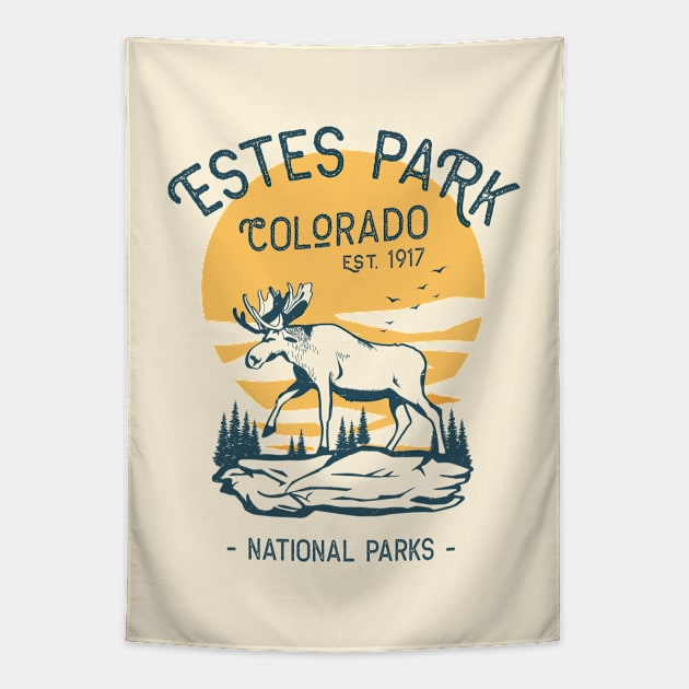 Estes Park Colorado National Park Moose Sunset Tapestry by Fitastic