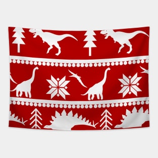 Dinosaur Fair Isle Pattern (Red) Tapestry