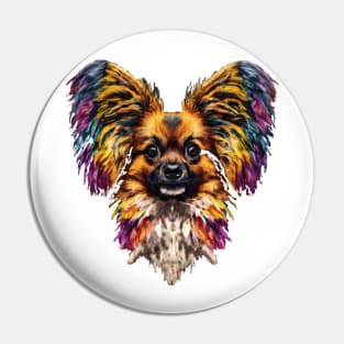 Papillon Butterfly Dog Design Pin