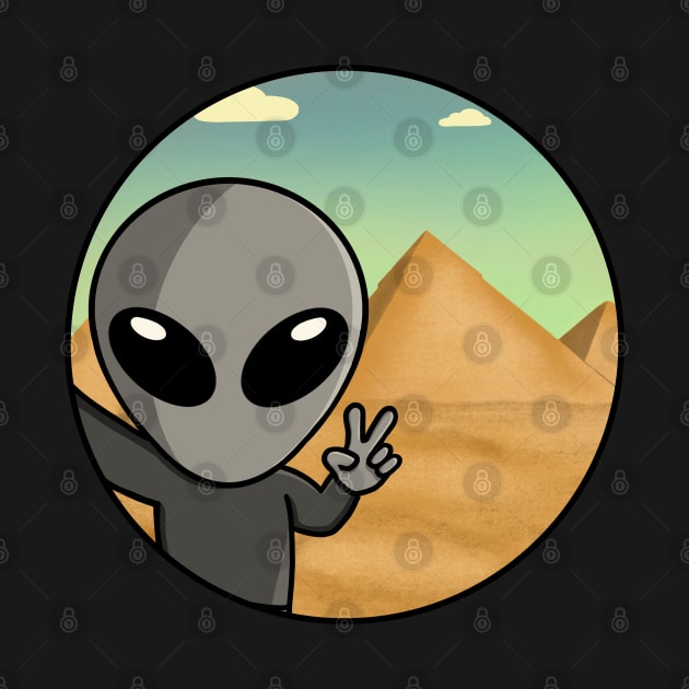 Gray Space Alien Pyramid Selfie by SpaceAlienTees