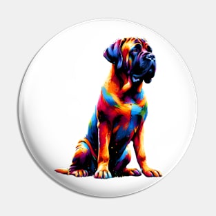 Spanish Mastiff in Vibrant Splash Paint Style Pin