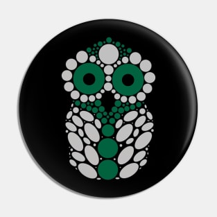 Silver and Green Owl Pin