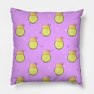 King Tennis - Seamless Pattern on Purple Background Pillow