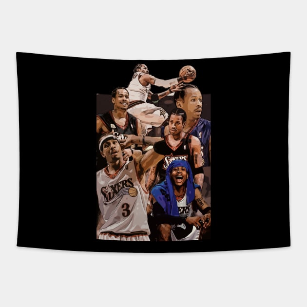 Allen Iverson Basketball Tapestry by Playful Creatives