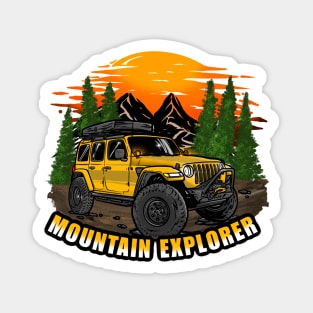 Mountain Explorer Yellow Jeep Wrangler Rubicon Magnet