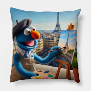 Puppet painting Eiffel tower Pillow