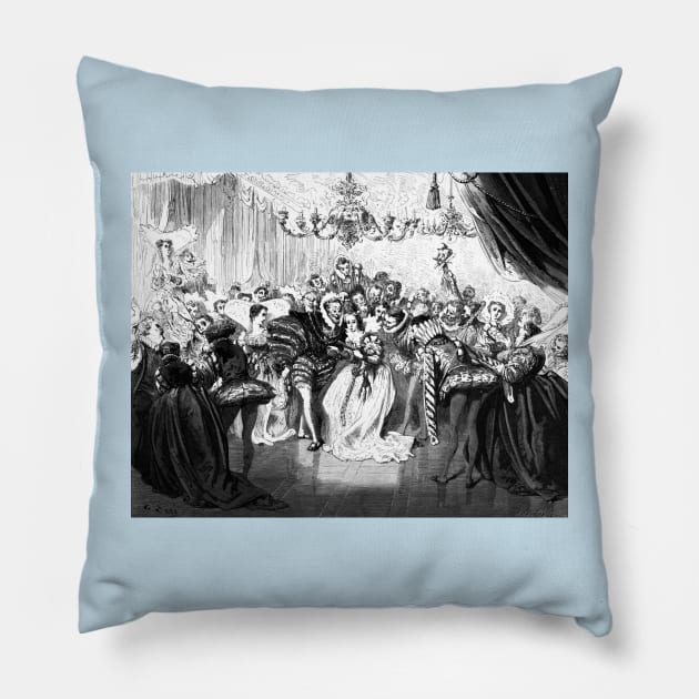 Cinderella at the Ball - Gustave Dore Pillow by forgottenbeauty