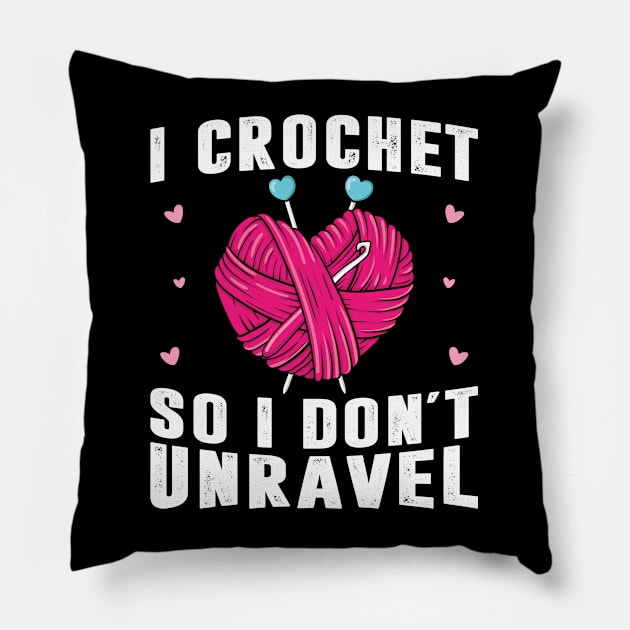 Crocheting Yarn Knitting Shirt Crocheter Unravel Women Funny Pillow by Sowrav