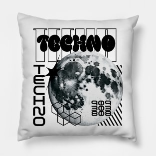 TECHNO  - Y2K Planet (Black) Pillow