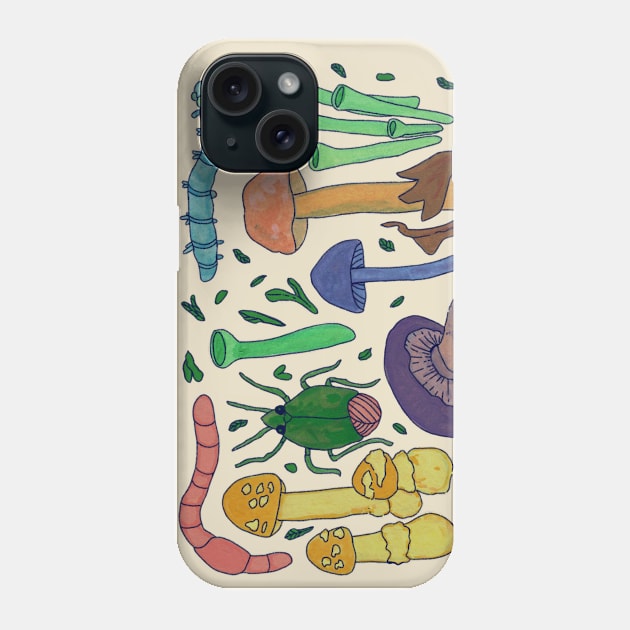 Grubs, Bugs, and Mushrooms Phone Case by JuniperMew