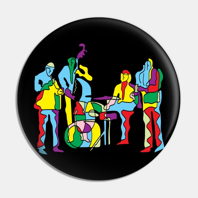 Colorful Jazz Band Modern Art Style Pin by jazzworldquest