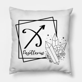 Sagittarius Zodiac Sign Floral Crystal Design Pillow