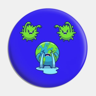 World Scare Corona Virus Cartoon Pin