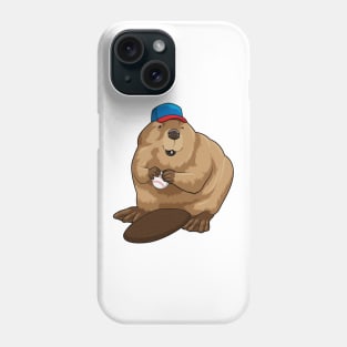 Beaver at Baseball with Baseball ball Phone Case