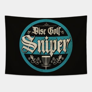 Vintage Blue Disc Golf Sniper Tapestry