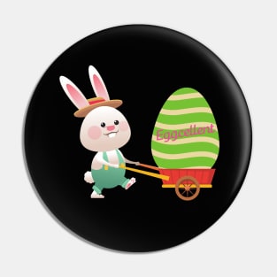 Bunny carrying Eggcelent Easter egg Pin