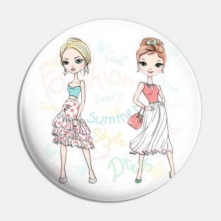 Two fashion girls Pin