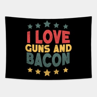 I Love Guns and Bacon Distressed Retro Quote Tapestry