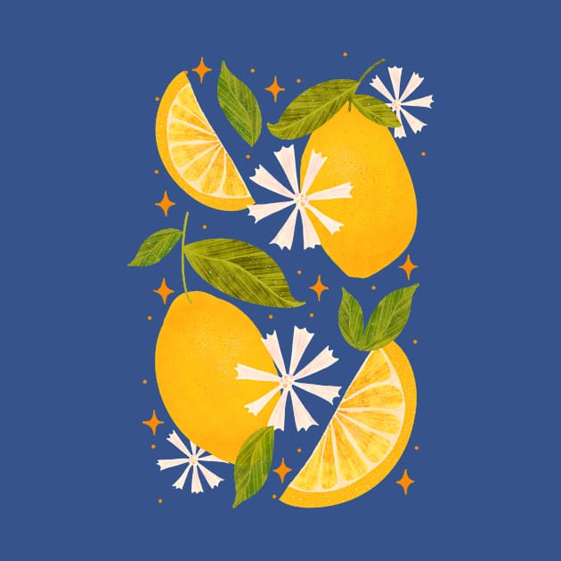 Midcentury Citrus Bliss: Lemon Floral Delight Tee by RH Creatives