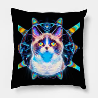 Psychedelic Space Kitty Pillow