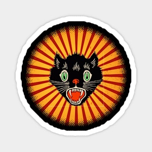 Halloween Black Cat Vintage Retro Magnet