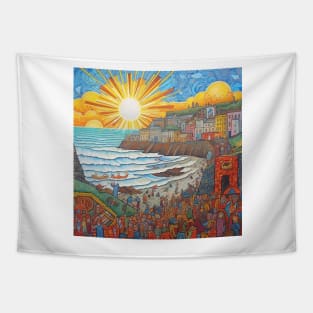 Midsummer Sunset Over Newquay Tapestry