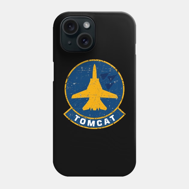 F-14 Tomcat - Yellow Silhouette F-14 Tomcat - Grunge Style Phone Case by TomcatGypsy