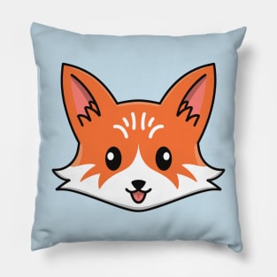 Kawaii Cute Face of a Fox Pillow