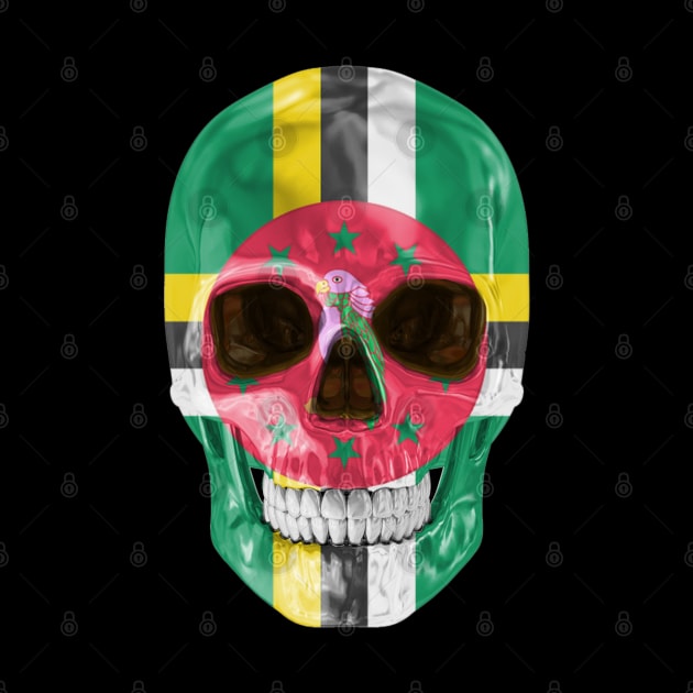 Dominica Flag Skull - Gift for Dominican With Roots From Dominica by Country Flags