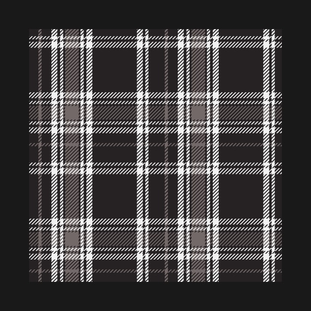 Dark Academia Plaid Tartan in Black, Grey, Gray, and White by gloobella