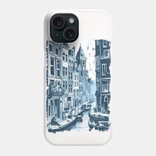 Amsterdam Netherlands Vintage Canal Houses Travel Sketch Art Phone Case