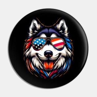 Husky Patriotic Sunglasses American Flag 4th of July Pin