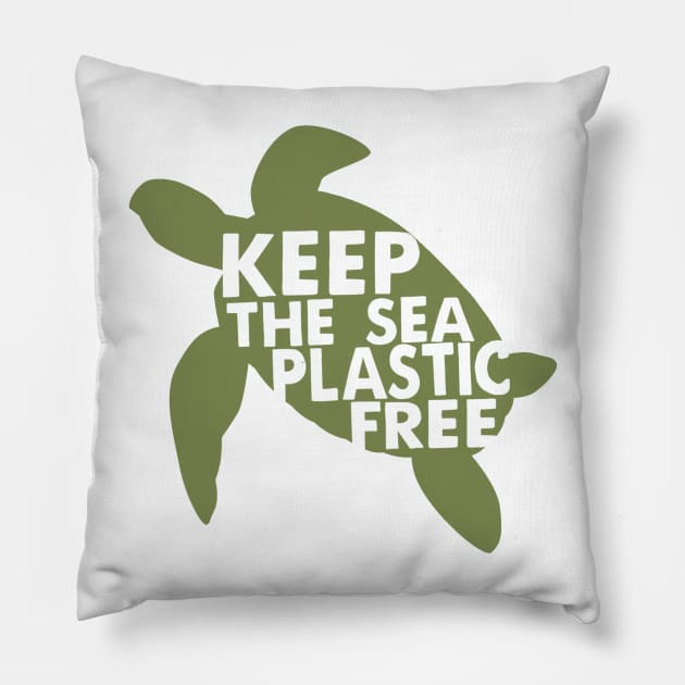 Keep The Sea Plastic Free Turtle Environmental Pillow by Ricaso