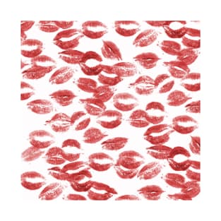 Red Kiss Lipstick Pattern T-Shirt