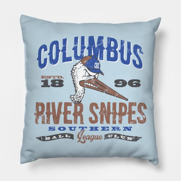 Columbus River Snipes Baseball Pillow by MindsparkCreative