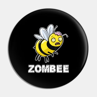 Funny Zombee Pun Gift Halloween Zombie Bee Pin