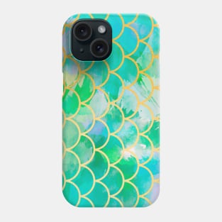 Mermaid Tail Scales Sea Turquoise Gold Phone Case