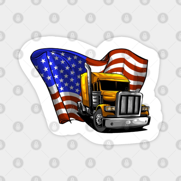 Truck driver Patriotic USA American Magnet by GAGO5