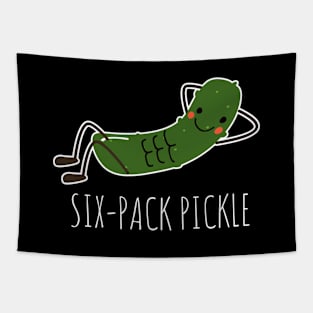 Six-Pack Pickle Funny Pickle Workout Tapestry